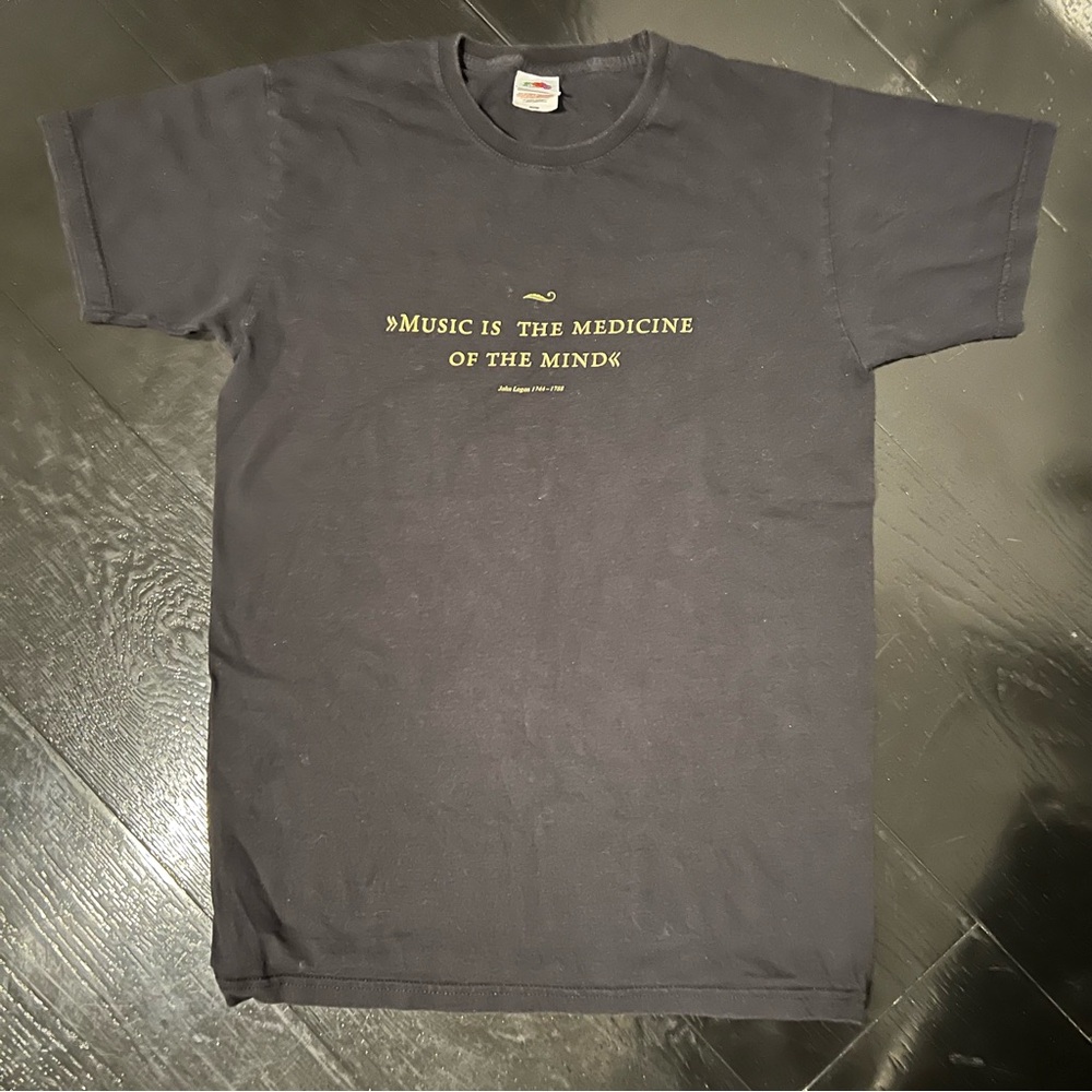 “Music Is the Medicine of the Mind” Quote T-Shirt Black Men’s Medium